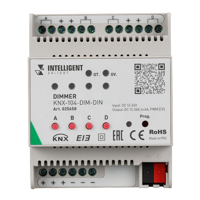 INTELLIGENT ARLIGHT Диммер KNX-104-DIM-DIN 12-24V, 4x4A арт.025658