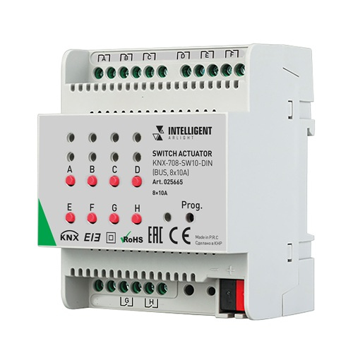 INTELLIGENT ARLIGHT Релейный модуль KNX-708-SW10-DIN BUS, 8x10A ref.025665