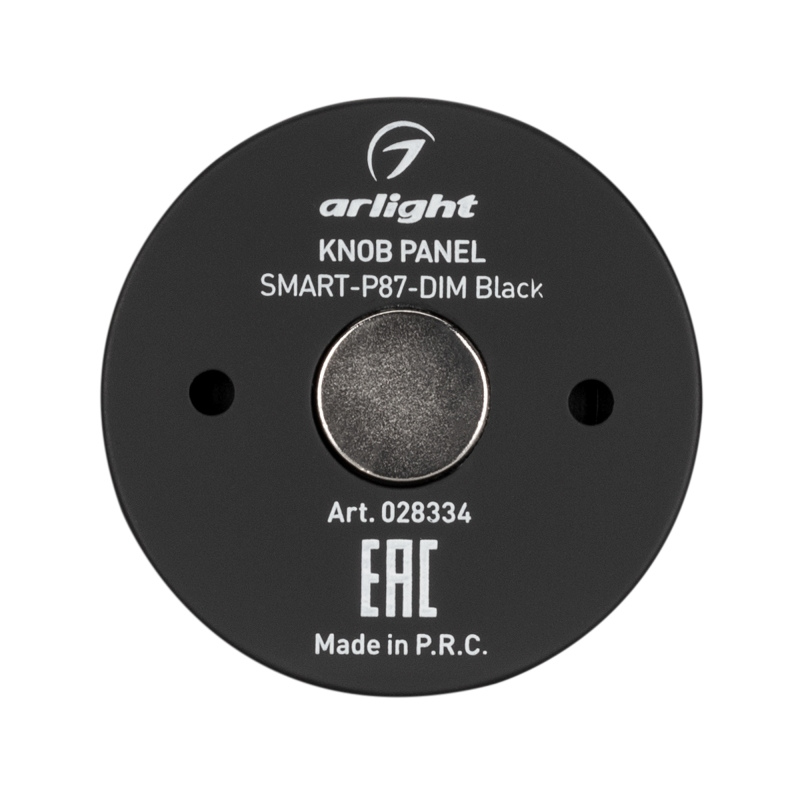 Панель кнопочная миниатюрная Arlight Knob SMART-P87-DIM Black 3V 1 зона 2.4G IP20 Пластик арт.028334